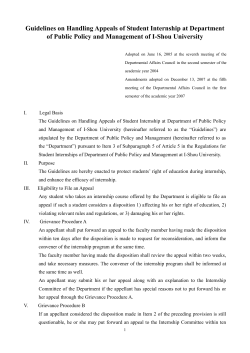Guidelines on Handling Appeals of Student Internship at Department of Public Policy and Management of I-Shou University