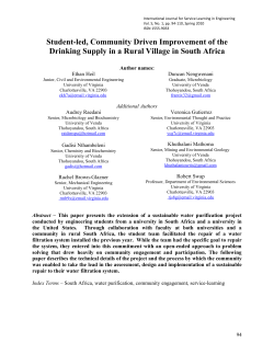 Student-led, Community Driven Improvement of the Drinking Supply in a Rural Village in South Africa