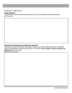 II. Project Proposal
