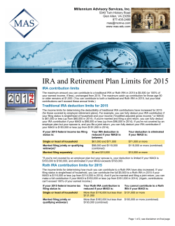 2016 IRA and Retirement Limits