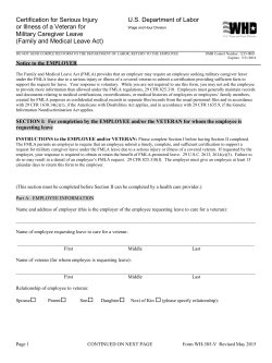 Certification for Serious Injury or Illness of a Veteran for Military Caregiver Leave