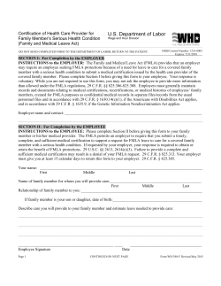 Certification of Health Care Provider for Family Member s Serious Health Condition