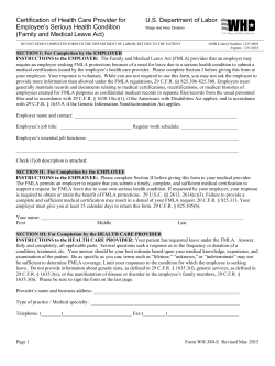 Certification of Health Care Provider for Employee s Serious Health Condition