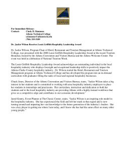 Dr. Jackie Wilson Receives Louis Griffith Hospitality Award