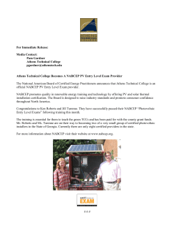 Athens Technical College becomes a NABCEP PV Entry Level Exam Provider