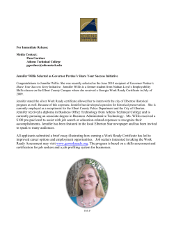 Jennifer Willis Selected as Governor Perdue's Share Your Success Initiative