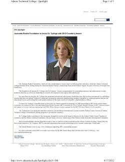 Jeannette Rankin Foundation to honor Dr. Tydings with 2012 Founder&acirc;&euro;&trade;s Award