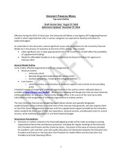 August 27, 2014, Update on the University Financial Model (methodology outline)