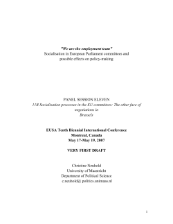 '"We are the employment team": Socialisation in European Parliament committees and possible effects on policy-making'