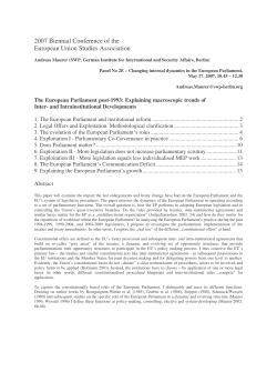 The European Parliament post-1993: Explaining macroscopic trends of Inter- and Intrainstitutional Developments