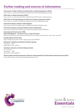 Further Reading - Laboratory Waste