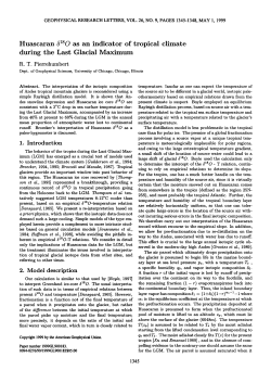 Pierrehumbert, 1999 Huascaran d18O as an indicator of tropical climate during the Last Glacial Maximum