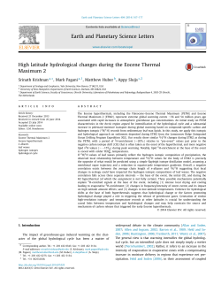 Krishnan et al, 2014 " High latitude hydrological changes during the Eocene Thermal Maximum 2
