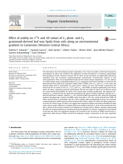 Effect of aridity on d13C and dD values of C3 plant- and C4 graminoid-derived leaf wax lipids from soils along an environmental gradient in Cameroon (West Central Africa)