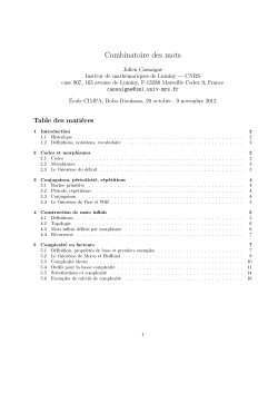Combinatoire des mots.