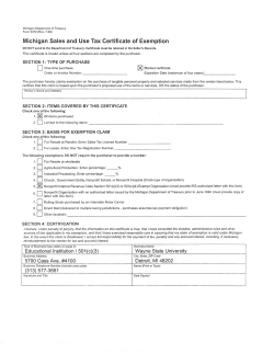 MI Sales Tax Exemption Form