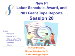 Session 20 - PI Labor Schedule - Award - NIH Grant Type Reports