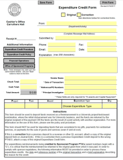 Expenditure Credit Form