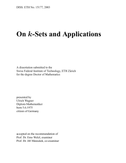 k-Sets and Applications