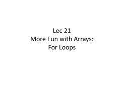 For loops and Arrays