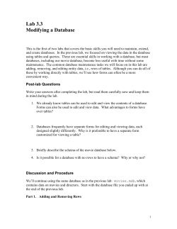 Lab 3.3 Modifying a Data Base