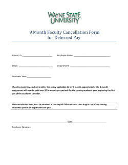 9 Month Faculty Cancellation Form for Deferred Pay