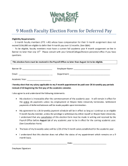 9 Month Faculty Election Form for Deferred Pay