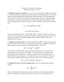 139. Resolution of Generalized Least Squares