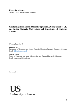 Gendering International Student Migration: A Comparison of UK and Indian Students Motivations and Experiences of Studying Abroad [PDF 509.62KB]