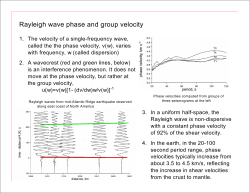 Rayleigh wave phase and group velocity