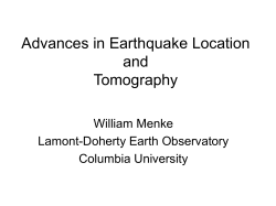 Earthquake location and tomography (September 29, 2006)