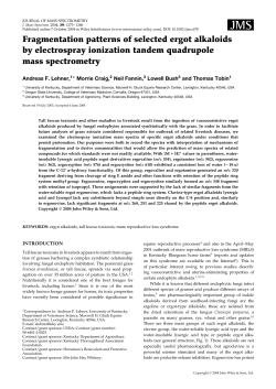 Fragmentation patterns of selected ergot alkaloids by electrospray ionization tandem quad mass spectrometry: 2004