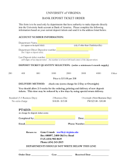 Deposit Ticket Order Form