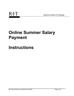 Online Summer Salary Processing Instructions