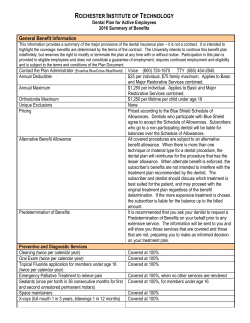 Dental Benefits Summary – Active Employees