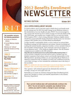 2012 Benefits Open Enrollment Newsletter -Retirees