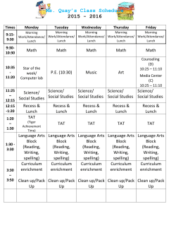 Class Schedule&nbsp;
