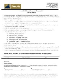 F-1/M-1 International Student Agreement of Responsibilities