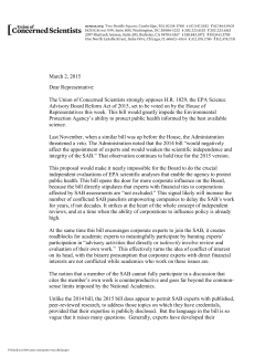 25 February letter to lawmakers