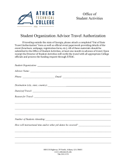 Student Organization Advisor Travel Authorization Form