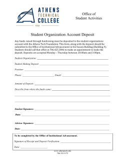 Student Organization Account Deposit