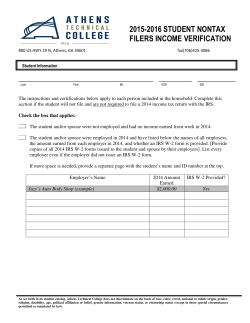 Student Non-tax-filer Income Verification Form 2015-2016