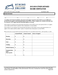 Other Untaxed Income Verification Form 2015-2016