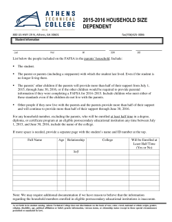 Dependent Household Size Form 2015-2016