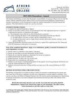 Dependency Appeal Form 2015-2016