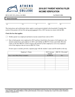 Parent Non-tax-filer Income Verification Form 2016-2017