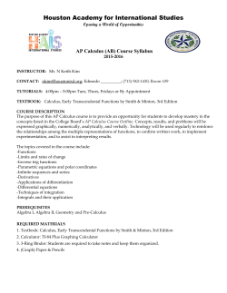 2015-2016 AP Calculus Syllabus
