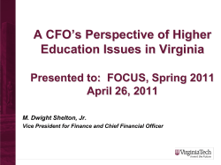 A CFO's Perspective of Higher Education Issues in Virginia