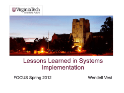 Lessons Learned from Systems Implementation