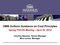OMB Uniform Guidance on Cost Principles